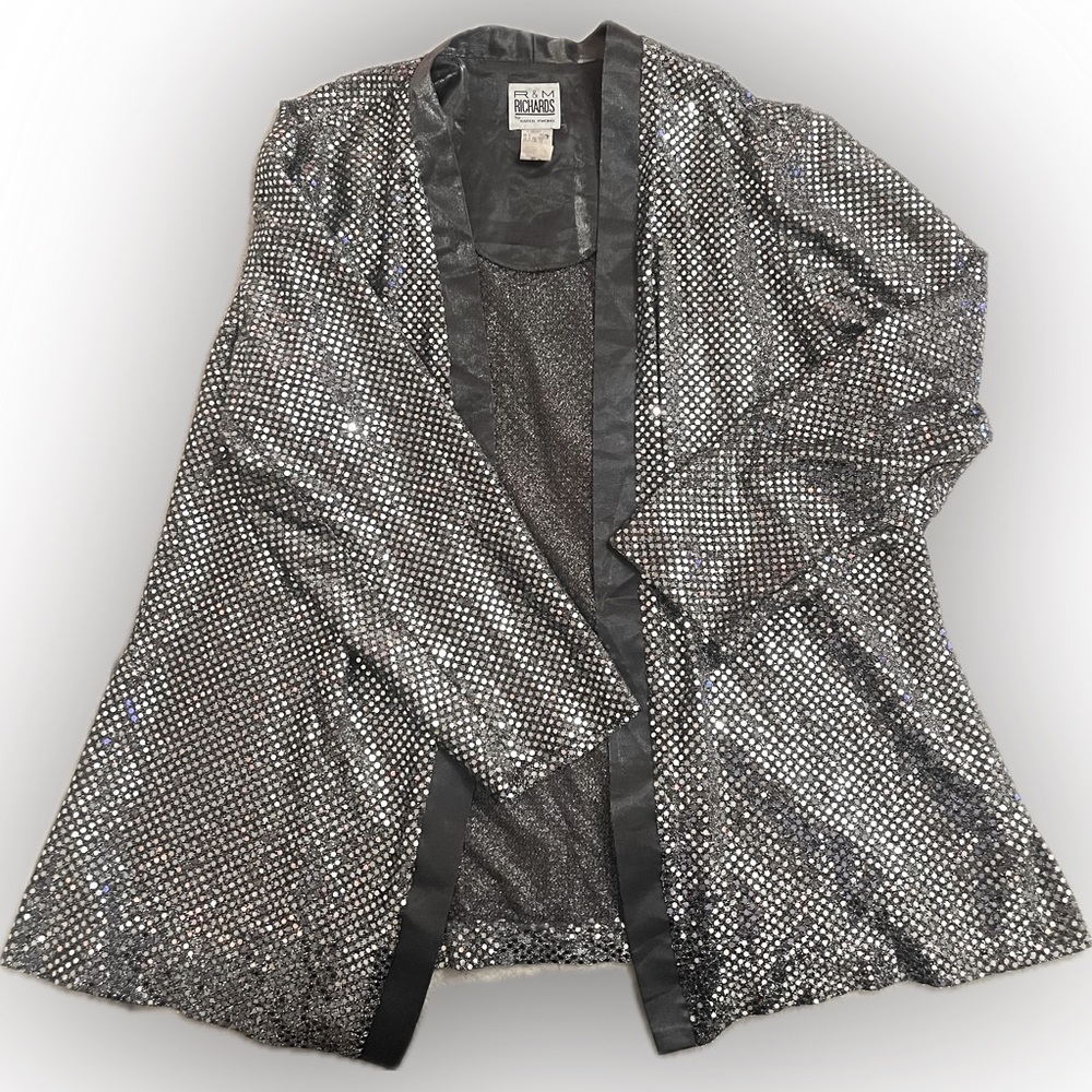 silver sequin long sleeve blouse